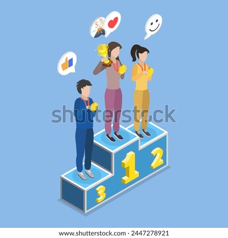 3D Isometric Flat Vector Illustration of School Competition On Contest, Competition Winner
