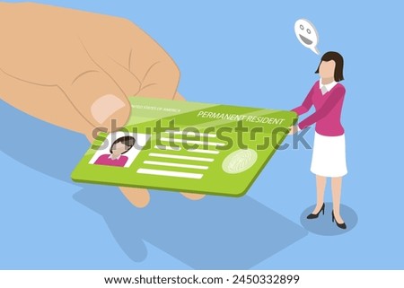 3D Isometric Flat Vector Illustration of Permanent Residency Card, State Identification ID