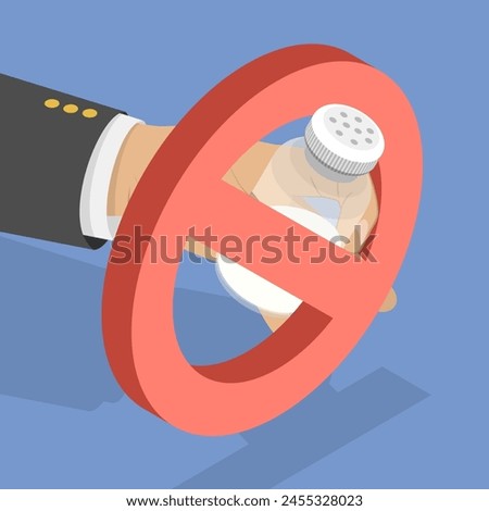 3D Isometric Flat Vector Illustration of Eat Less Salt, Healthy Eating Habits