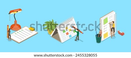3D Isometric Flat Vector Illustration of Planning Schedule, Appointment, Calendar Application