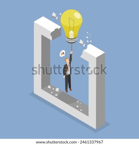 3D Isometric Flat Vector Illustration of Overcome Limits, Leadership Concept