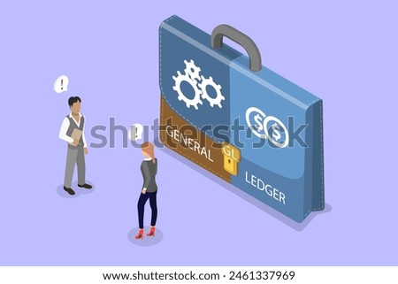 3D Isometric Flat Vector Illustration of General Ledger Accounting, GL, Account Managment