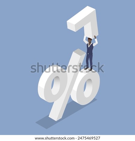 3D Isometric Flat Vector Illustration of Interest Rate Increase, Financial Risks