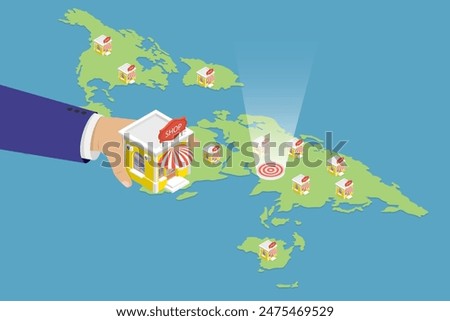3D Isometric Flat Vector Illustration of Franchise Business, Company Development