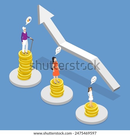 3D Isometric Flat Vector Illustration of Retirement Savings Plan, Pension Fund