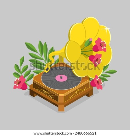 3D Isometric Flat Vector Illustration of Retro Player, Concept of Retro Music. A Nostalgic Tribute