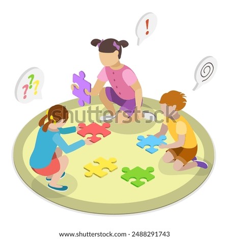 3D Isometric Flat Vector Illustration of Autism Treatment, Delayed Language Skills, Developmental Disorder. Item 1
