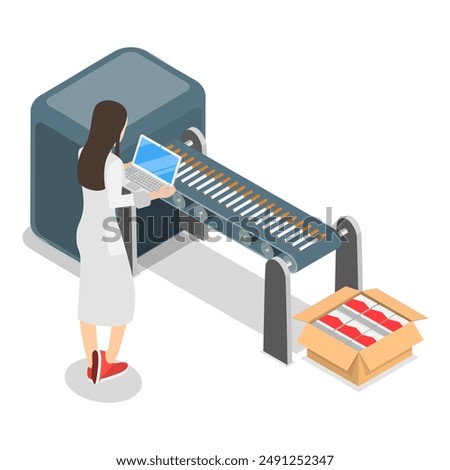 3D Isometric Flat Vector Illustration of Tobacco Industry, Cigarette Production. Item 2