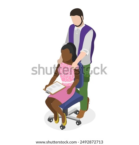 3D Isometric Flat Vector Illustration of Sexual Harassment, Assault and Abuse at Office. Item 1