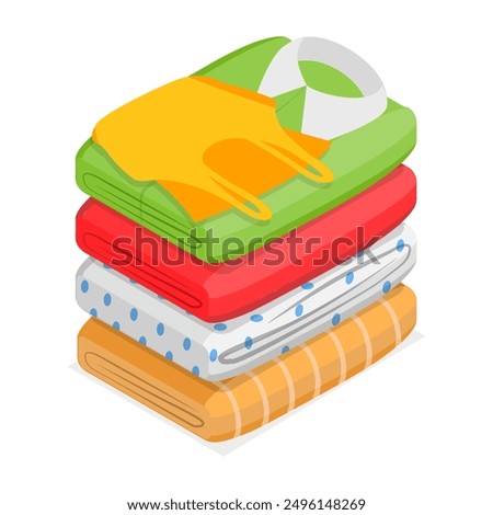 3D Isometric Flat Vector Illustration of Apparel Heap, Clothes Pile. Item 1