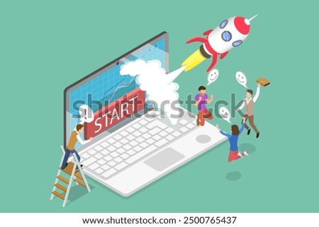 3D Isometric Flat Vector Illustration of Startup New Business, Initiating a Fresh Entrepreneurial Venture