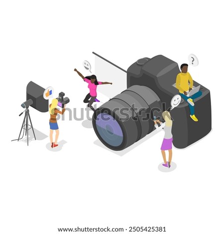 3D Isometric Flat Vector Illustration of Photography Workshop, Arts and Crafts Class. Item 3