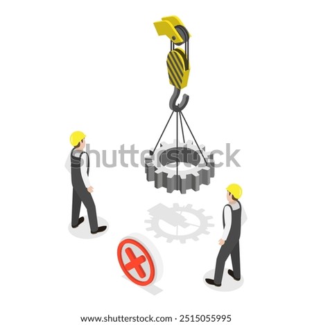 3D Isometric Flat Vector Illustration of Barricade Lifting Zone, Work Safety Rules. Item 1