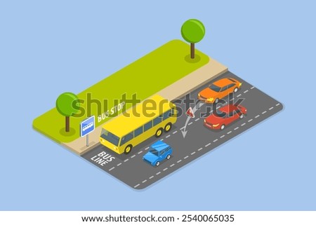 3D Isometric Flat Vector Illustration of Safety Driving Rules, Traffic Regulating