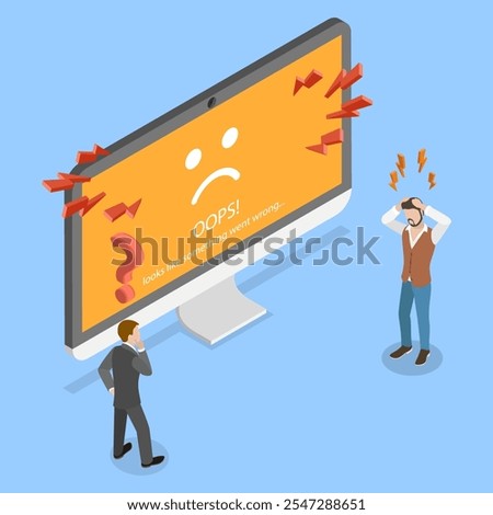 3D Isometric Flat Vector Illustration of Page Not Found, Error 404