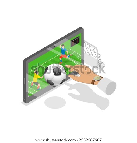 3D Isometric Flat Vector Illustration of People Bet On Sports Online, Popular Pastime. Item 2
