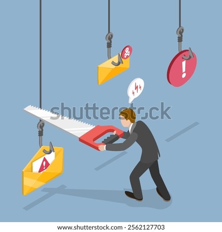 3D Isometric Flat Vector Illustration of Internet Phishing Or Spam, Strategies To Avoid Phishing And Spam Emails