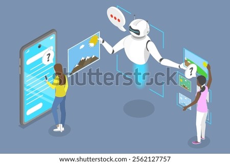 3D Isometric Flat Vector Illustration of AI Prompt Engineer, Artificial Intelligence