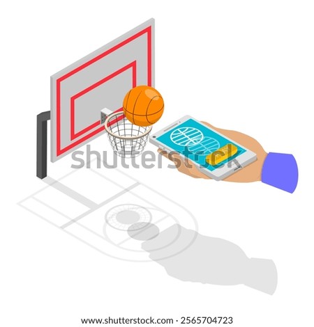 3D Isometric Flat Vector Illustration of People Bet On Sports Online, Popular Pastime. Item 3