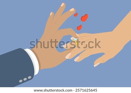 3D Isometric Flat Vector Illustration of Wedding Ceremony, Marriage Regiostration