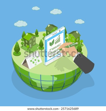 3D Isometric Flat Vector Illustration of Sustainability and ESG, Environment, Social, Governance