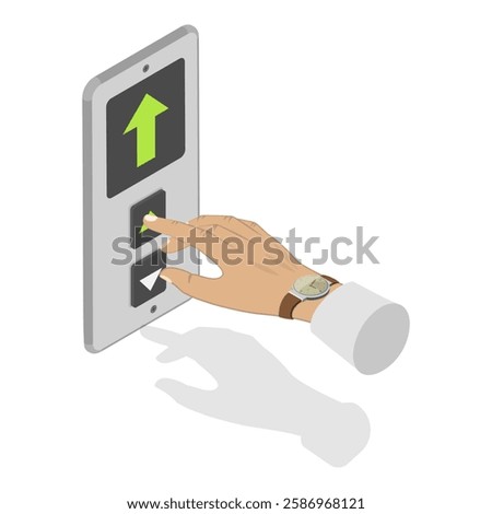 3D Isometric Flat Vector Illustration of Lift Up and Down Buttons, Elevator Calling. Item 1