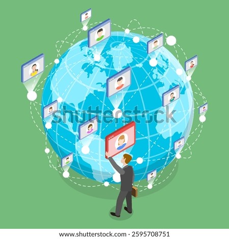 3D Isometric Flat Vector Illustration of Work Networking, Building Connections For Business Success