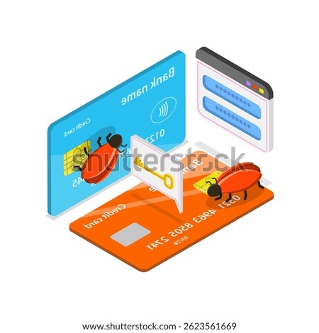 3D Isometric Flat Vector Illustration of Computer Crime, Cyber Security Breach. Item 2
