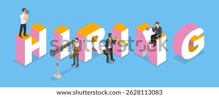 3D Isometric Flat Vector Illustration of AI HR, Robot Recruiters Scouting Talent For Job Opportunities