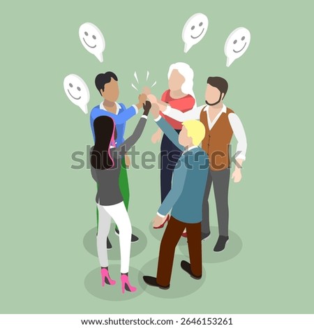 3D Isometric Flat Vector Illustration of Victory Or Successful Deal, Celebration Sparks Joyful Team Rejoicing After Successful Accomplishment