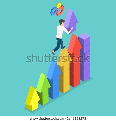 3D Isometric Flat Vector Illustration of Career Growth, Upskill, Business Advancement Through Personal Development And Leadership Efforts
