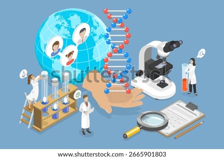 3D Isometric Flat Vector Illustration of Research and Science, DNA And Gene Mutations