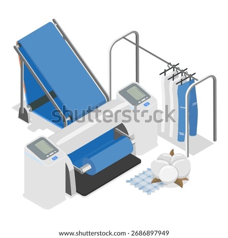 3D Isometric Flat Vector Illustration of Textile Manufacturing, Machinery and Equipment. Item 3