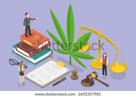 3D Isometric Flat Vector Illustration of Cannabis Laws And Regulations, Legalized Marihuana