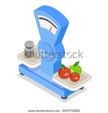 3D Isometric Flat Vector Illustration of Retail Scales, Analog and Digital Devices. Item 3