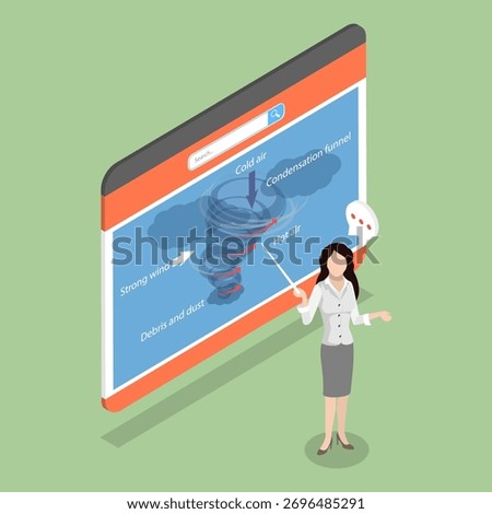 3D Isometric Flat Vector Illustration of Tornado Structure, Easy Explaination