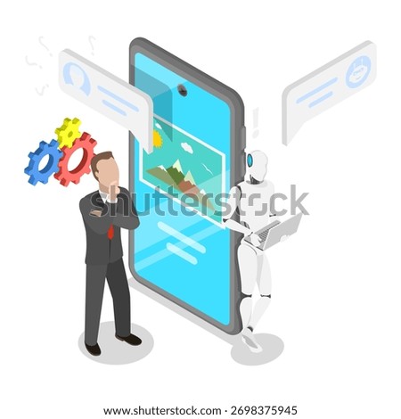 3D Isometric Flat Vector Illustration of Prompt Engineering, AI Technologies. Item 3