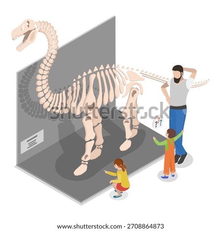 3D Isometric Flat Vector Illustration of School Museum Excursion, Cultural Education, Exhibition. Item 3