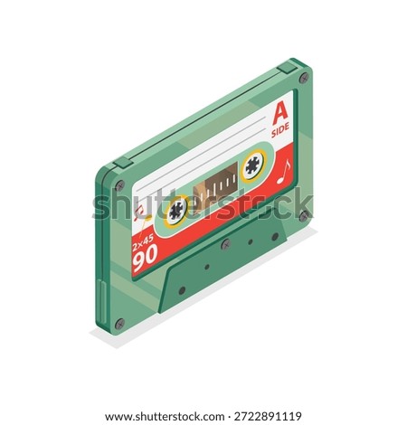 3D Isometric Flat Vector Illustration of Retro Tapes, Music And Sound Storage Set. Item 6