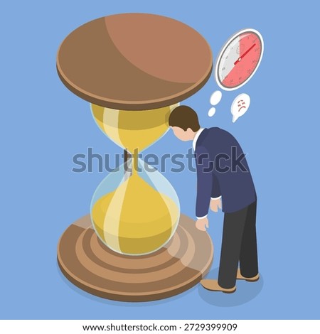 3D Isometric Flat Vector Illustration of Lost Time, Stress Induced By Waisted Posibilities
