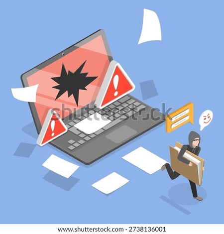 3D Isometric Flat Vector Illustration of Information Leak, Concept Of Data Leakage In Information Security.