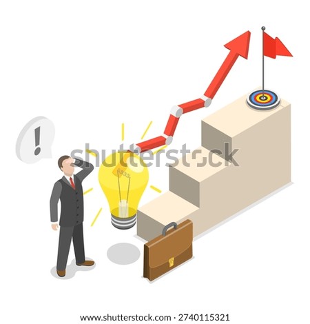 3D Isometric Flat Vector Illustration of Path to Enlightenment, Successful Career Path In Abstract Concepts. Item 2