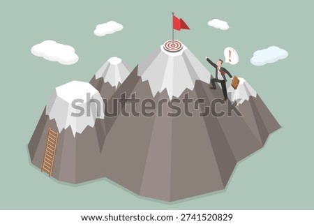 3D Isometric Flat Vector Illustration of Determined Person, Efforts to Achieve Goal or Success