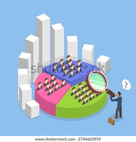3D Isometric Flat Vector Illustration of Customer Data Analysis, Behavior-Based Market Segmentation For Targeted Marketing Strategies