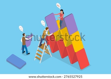 3D Isometric Flat Vector Illustration of Partnership, People Piece Together Puzzles, Team Collaboration
