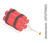 3D Isometric Flat Vector Set of Bombs And Dynamites. Item 2