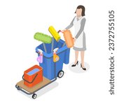 3D Isometric Flat Vector Set of Hotel Workers. Item 3