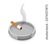 3D Isometric Flat Vector Set of Smoker Collection. Item 3