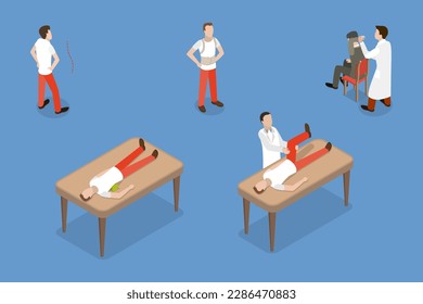 3D Isometric Flat Vector Set of Chiropractic Medicine Scenes, Alternative Medicine