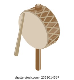 3D Isometric Flat Vector Set of Korean Music Instruments, Traditional Music. Item 5